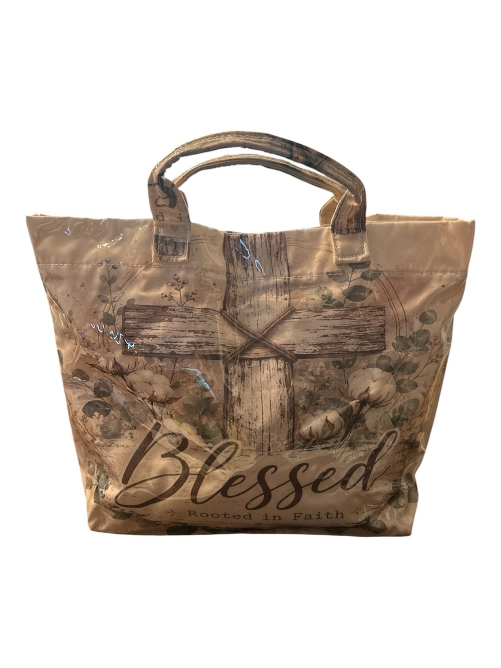 Trendy boutique Beige Floral Cross Tote